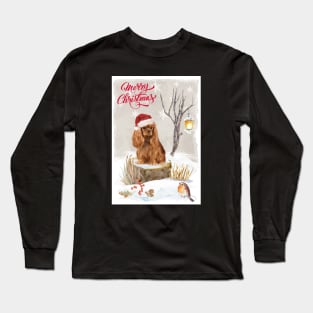 Red Cavalier King Charles Spaniel Merry Christmas Santa Dog Long Sleeve T-Shirt